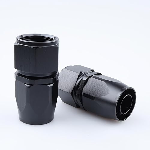 AC PERFORMANCE -12 AN Montaje de extremo de manguera giratoria recta aluminio negro, paquete de 2