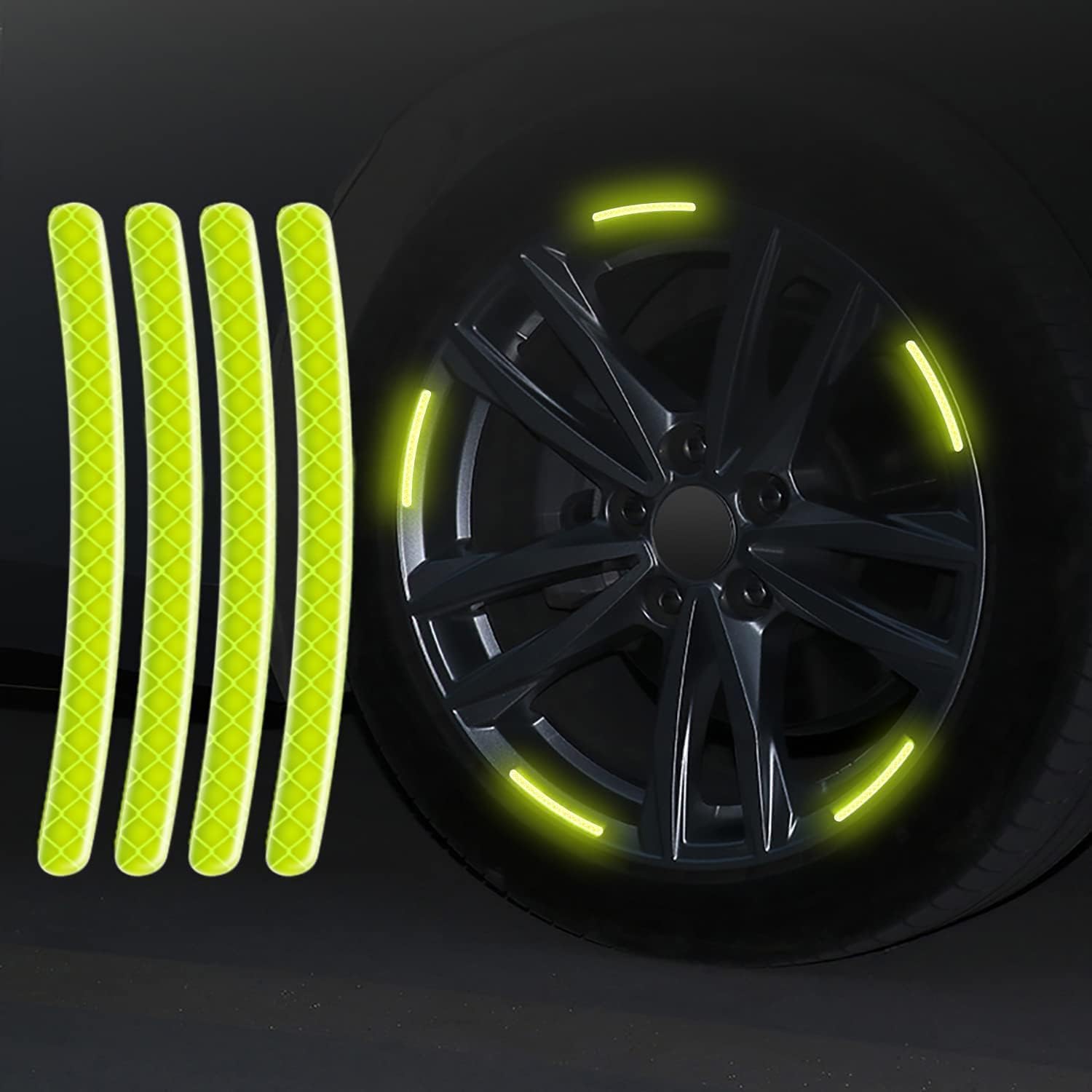 REDWIND 3D Reflective Wheel Tire Rims Stripes Stickers Decals for Car Motorcycle Bike Bicycle Night Safety Decoration Automotive Exterior Accessories Light (Green Sports,20 PCS)-image-41