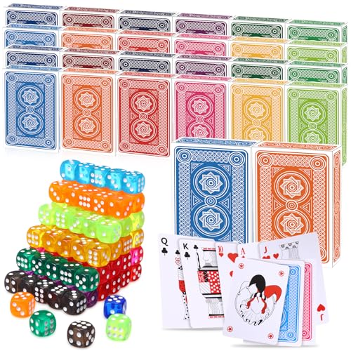 Set de 224 naipes de póker y dados de colores