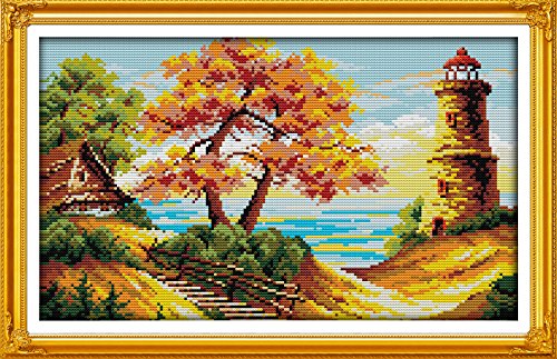 Broderie point de croix Anchor Tapestry paysage marin pour décoration salon chic