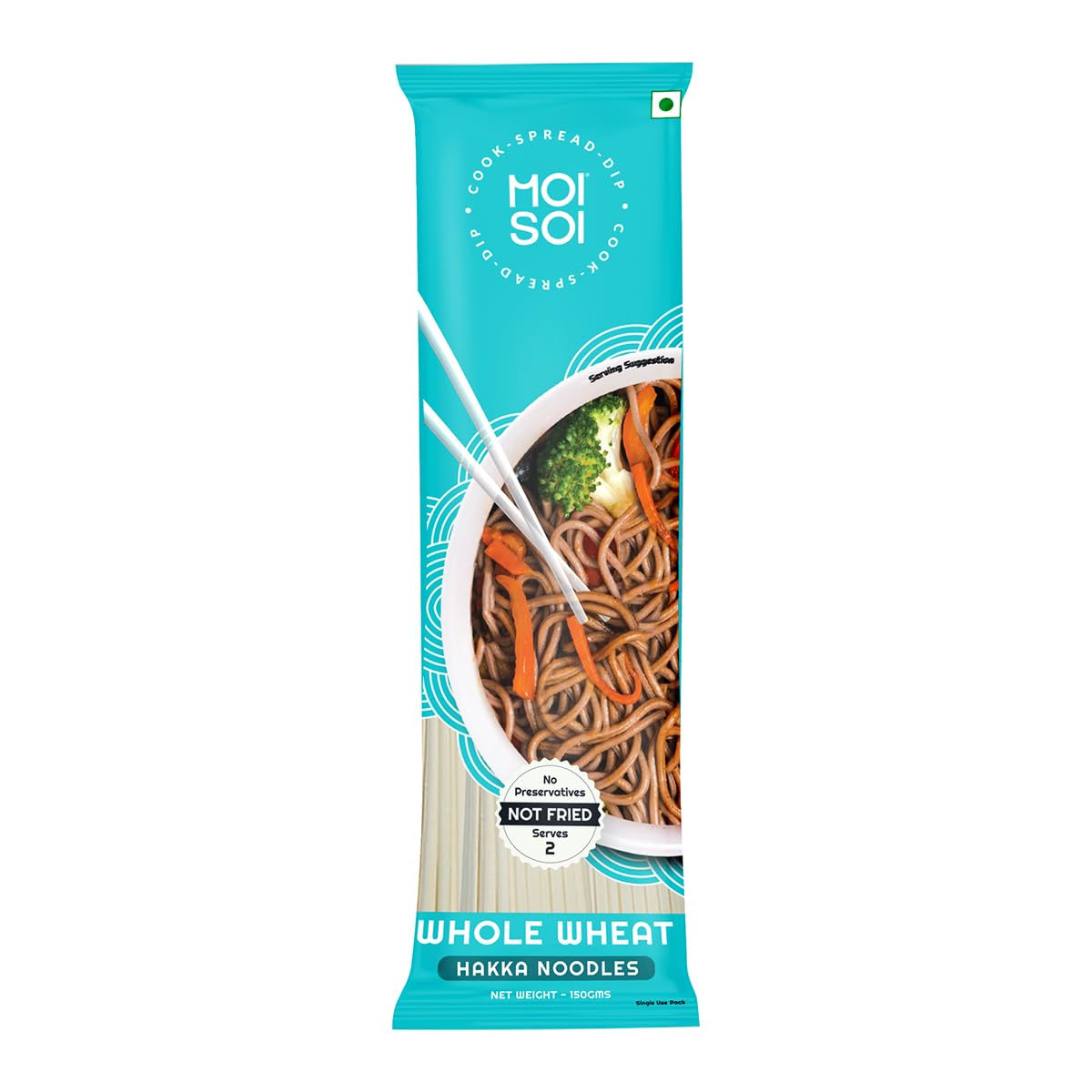 Whole Wheat Hakka Noodles, 150g (No Maida | Not Fried | No Preservatives or MSG)