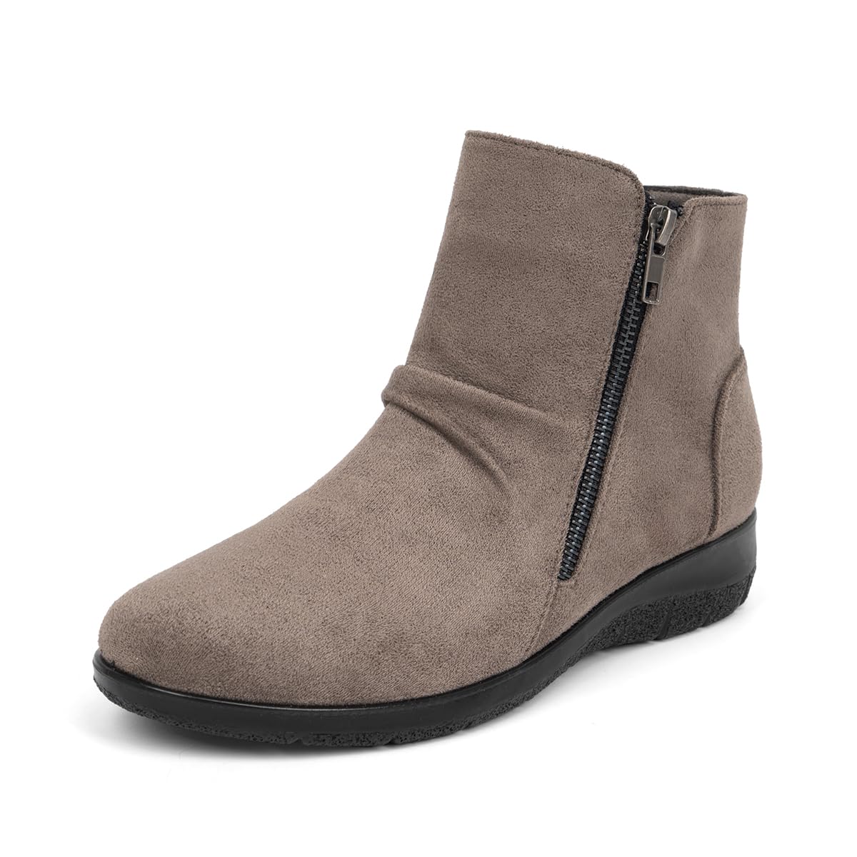 Womens Ankle Boots Comfortable Round Toe Low Heel Anti-slip Zipper Booties