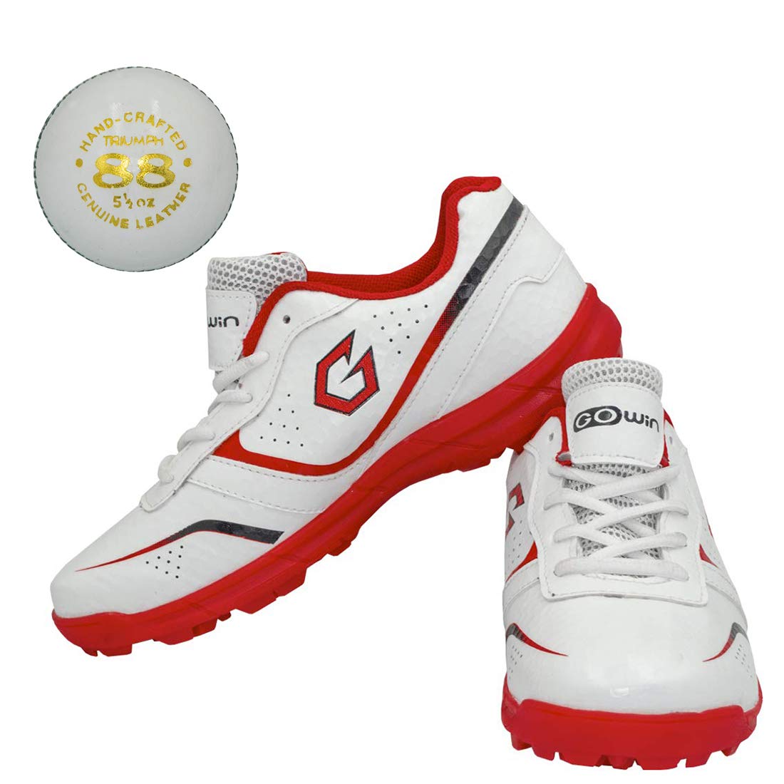 Academy White/Red Cricket Shoes Size-1 with TR-88-W Cricket Leather Ball Veg Tanned White-image-40