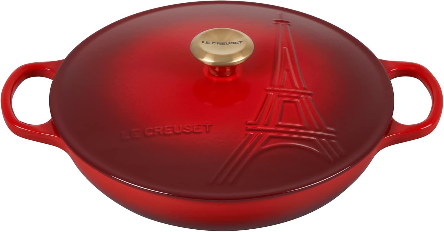 Le Creuset Eiffel Tower Collection Enameled Cast Iron Signature Braiser with Lid, 3.5 qt., Cerise