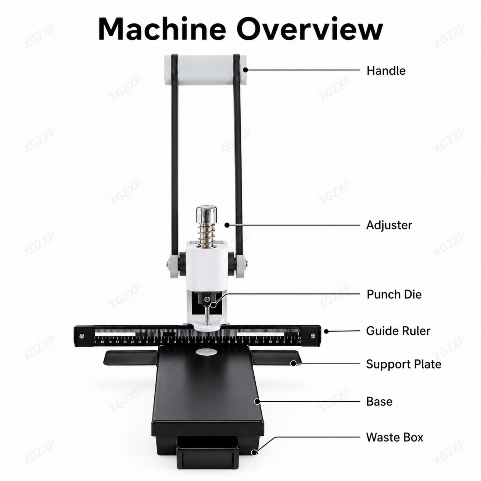 Perforatrice Manuale A Foro Singolo per Impieghi Gravosi, con 5 Tipi di Matrici da Mm, Righello Regolabile per Carta, PVC, Etichette per Documenti, Casa E Ufficio.