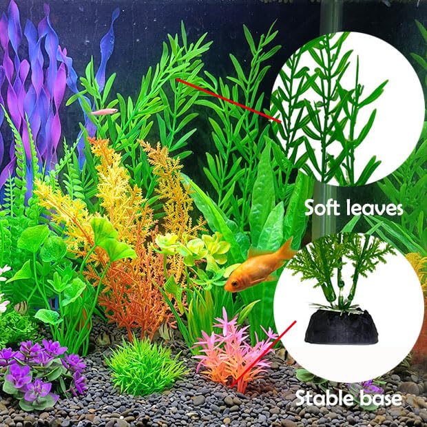 Image of Aquarium Plants,Artificial Fish Tank Decorations Decor Plastic Plants Set 18 Pcs Landscaping Decorations Fish Tank Accessories,Small to Large,Tc1802