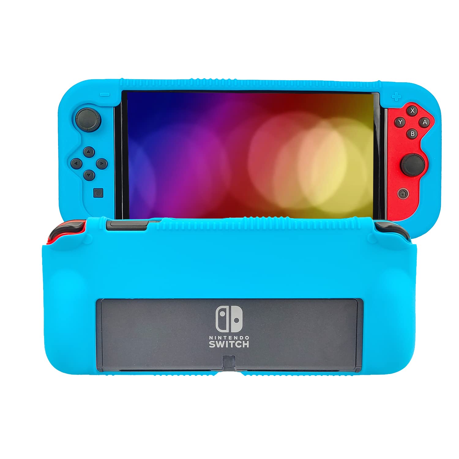 Fironst Silicone Protective Case for Nintendo Switch(OLED Model) 7-Inch 2021 Release, Grip Cover with Shock Absorption and Anti-Scratch Design, Compatible with Nintendo Switch OLED Console (Blue)