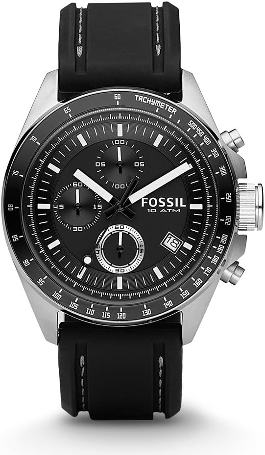 Fossil Men Resin Decker Chronograph Black Dial Watch - Ch2573, Band Color-Black