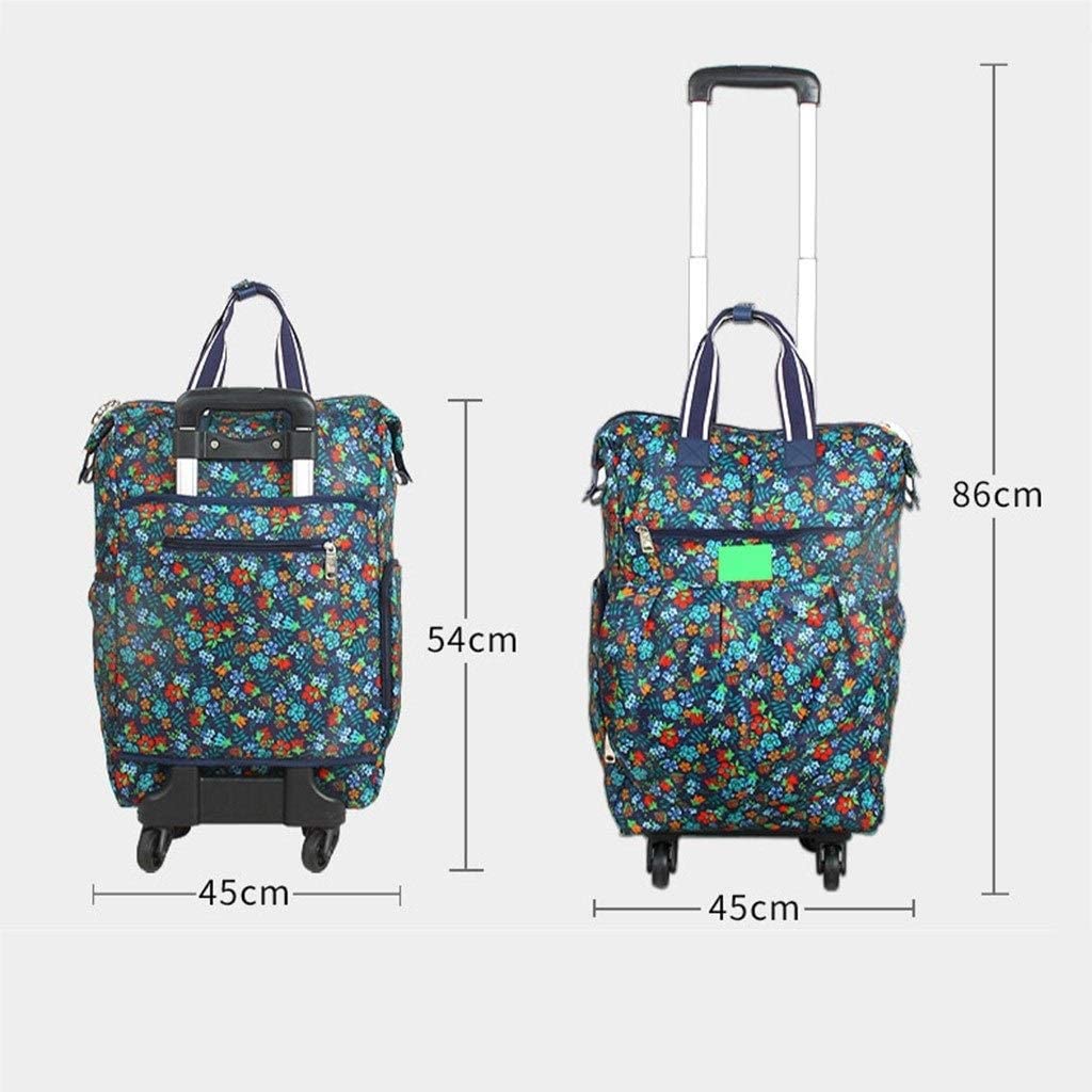Carrelli elevatori Trolley Stampa Verde Ruota Universale Trolley Portatile Nero Borsa da Viaggio Borsa da Viaggio Pieghevole Borsa per la Spesa Retrattile