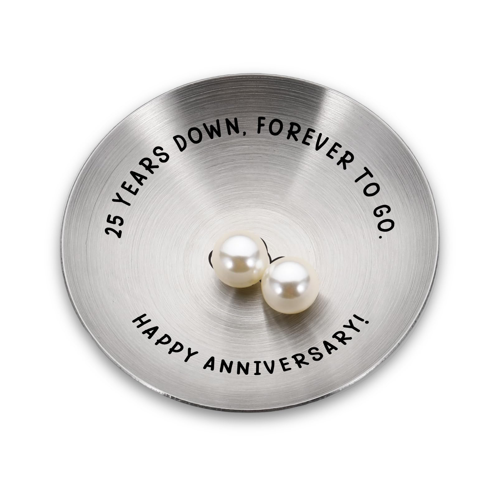 Aiseavril Cadeau Valentine's Day Gifts for Women 25th Wedding Anniversary Silver Gifts for Husband 25th Decorations Jewelry Tray Happy Anniversary