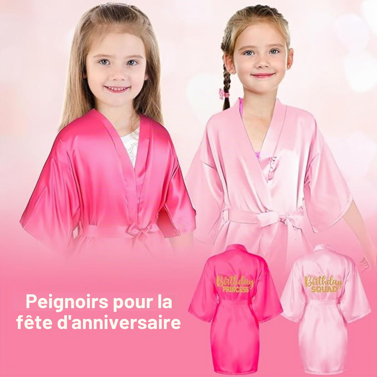 Lot de 7 robes d'anniversaire en satin pour filles et femmes - Robe de princesse - Pour fête spa, Rose, 10 ans