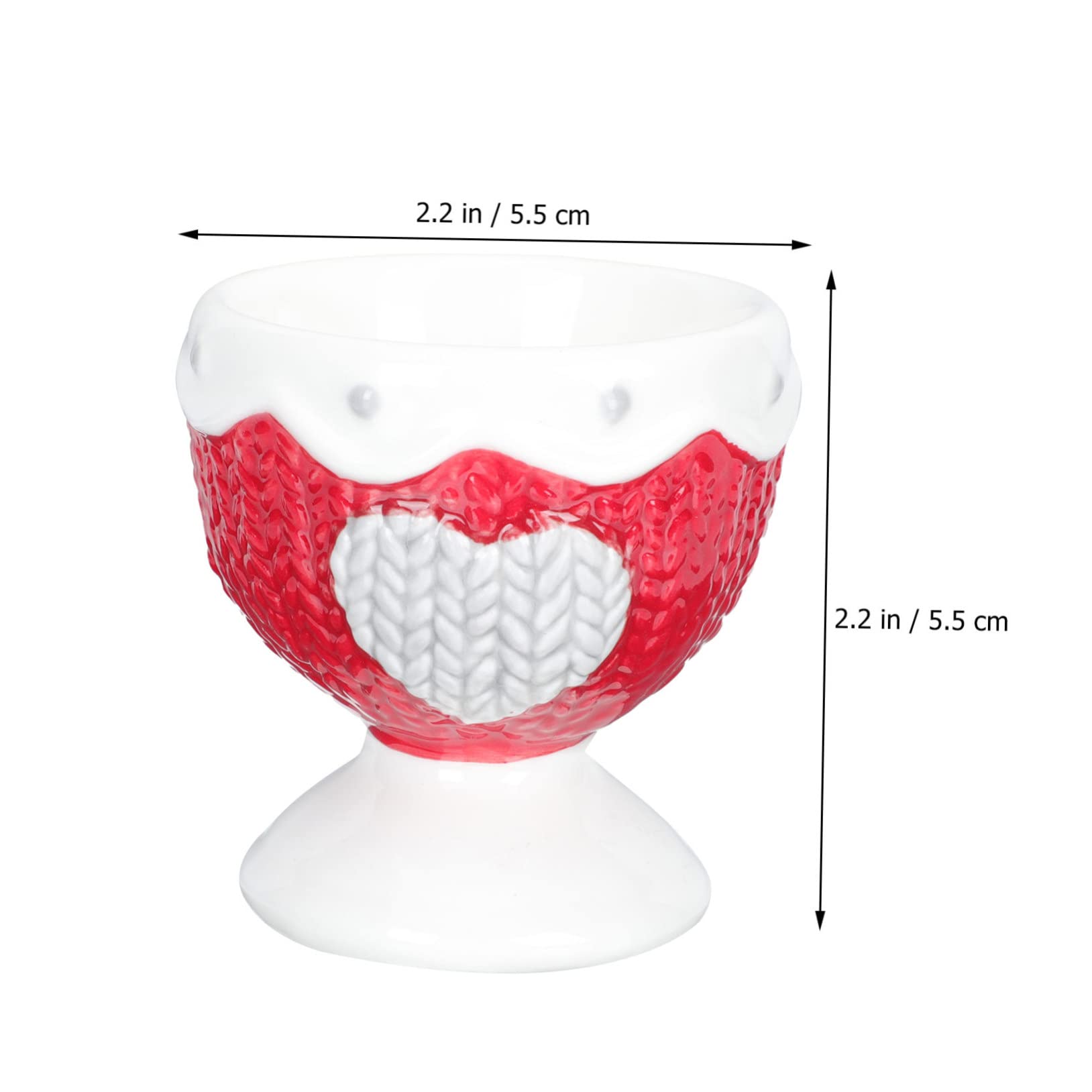 VILLCASE Heart Pattern Ceramic Egg Tray Relief Egg Holder Heat-resistant Single Egg Storage for Wedding