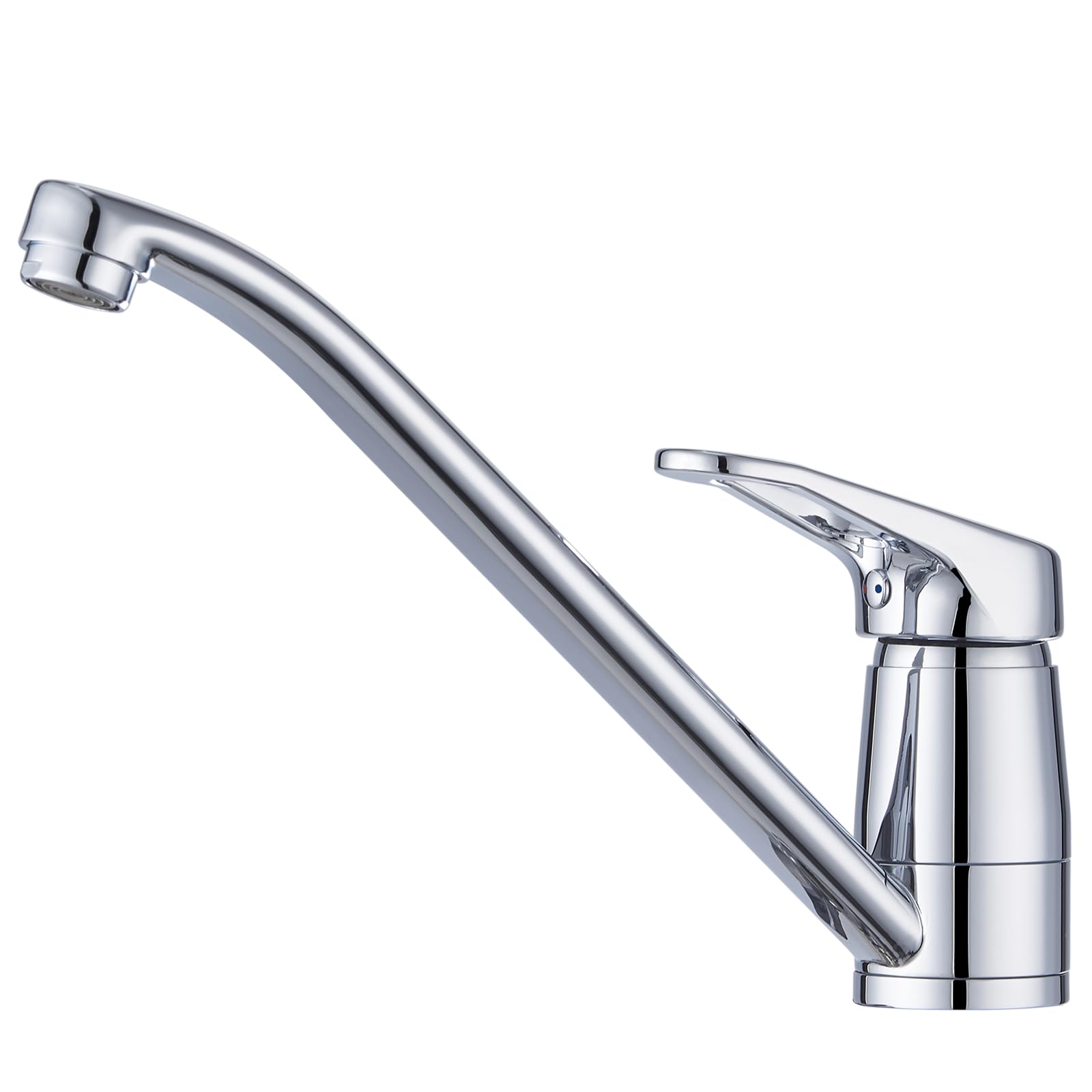 Grifo de Cocina 360° Giratorio, Grifo de Alta Presión con Cartucho Cerámico, Mezclador Monomando para Fregadero, Fácil Instalación y Mangueras de Agua Caliente/Fría de 50 cm, Cromo