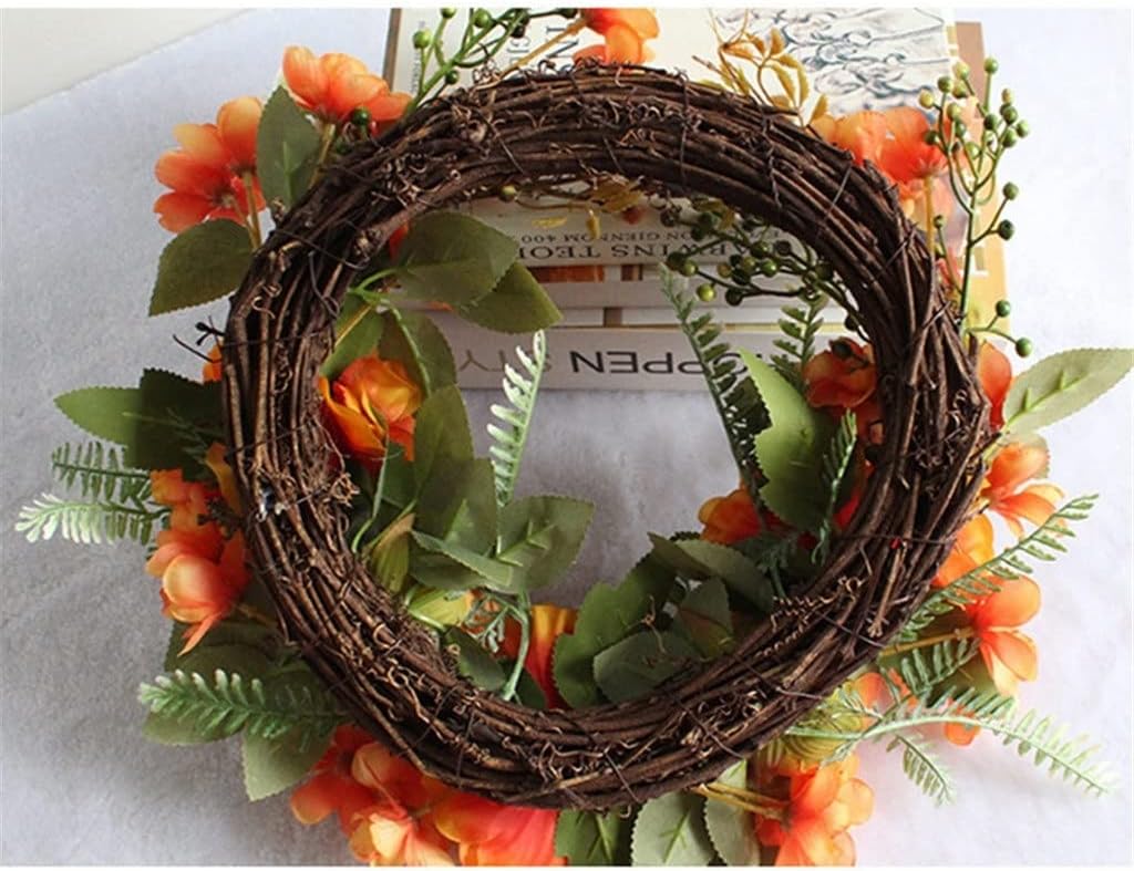 Peony Wreath Flower Wreaths for Front Door Peonies with Green Leaves Spring for Halloween Christmas Wedding Wall(E)