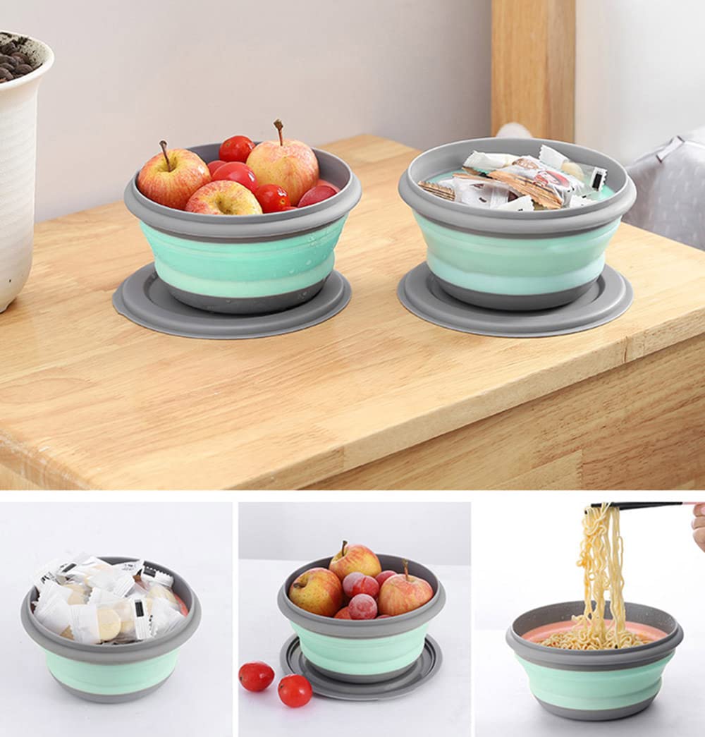 Roysmart Ciotola pieghevole, 3 pezzi, in silicone, portatile, pieghevole, per campeggio, escursioni, cucina, scuola all'aperto (verde)