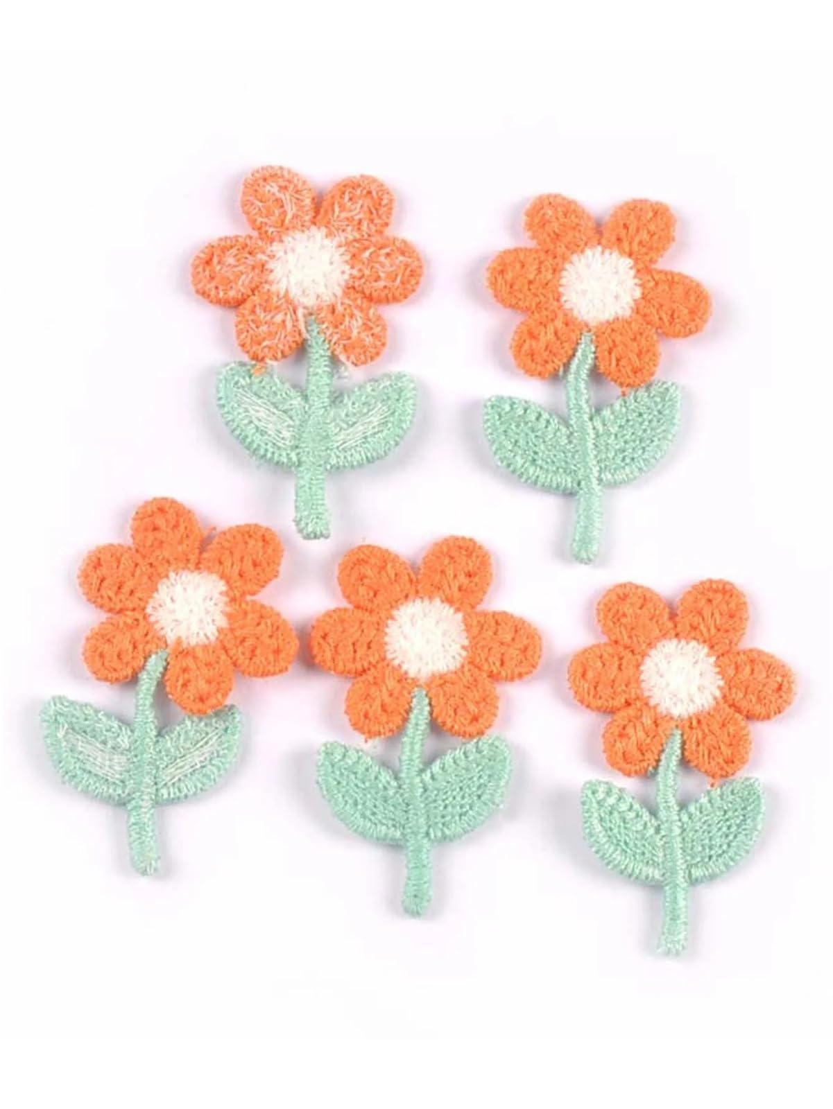 Wtaxbh Color3 Iron On Patches 60Pcs/Lot 23X36mm Mini Flower Appliques For Diy Hat Clothes Sewing Supplies Headwear Decor Sew-On Patches(Color3)
