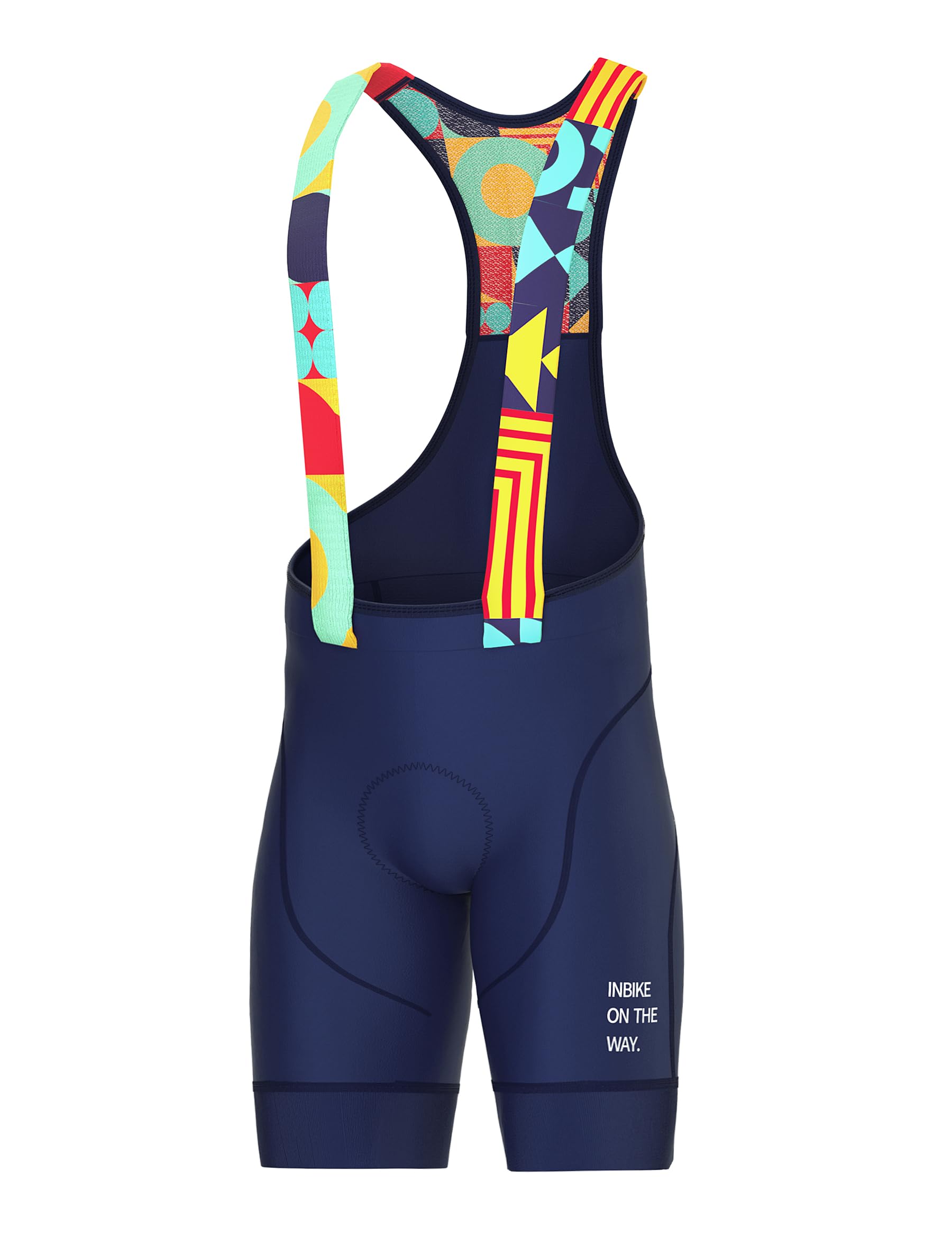 INBIKE Fietsen Bib Shorts Mens Gewatteerde Gel Prints Cycle Shorts voor Racefiets MTB, Donkerblauw, XL