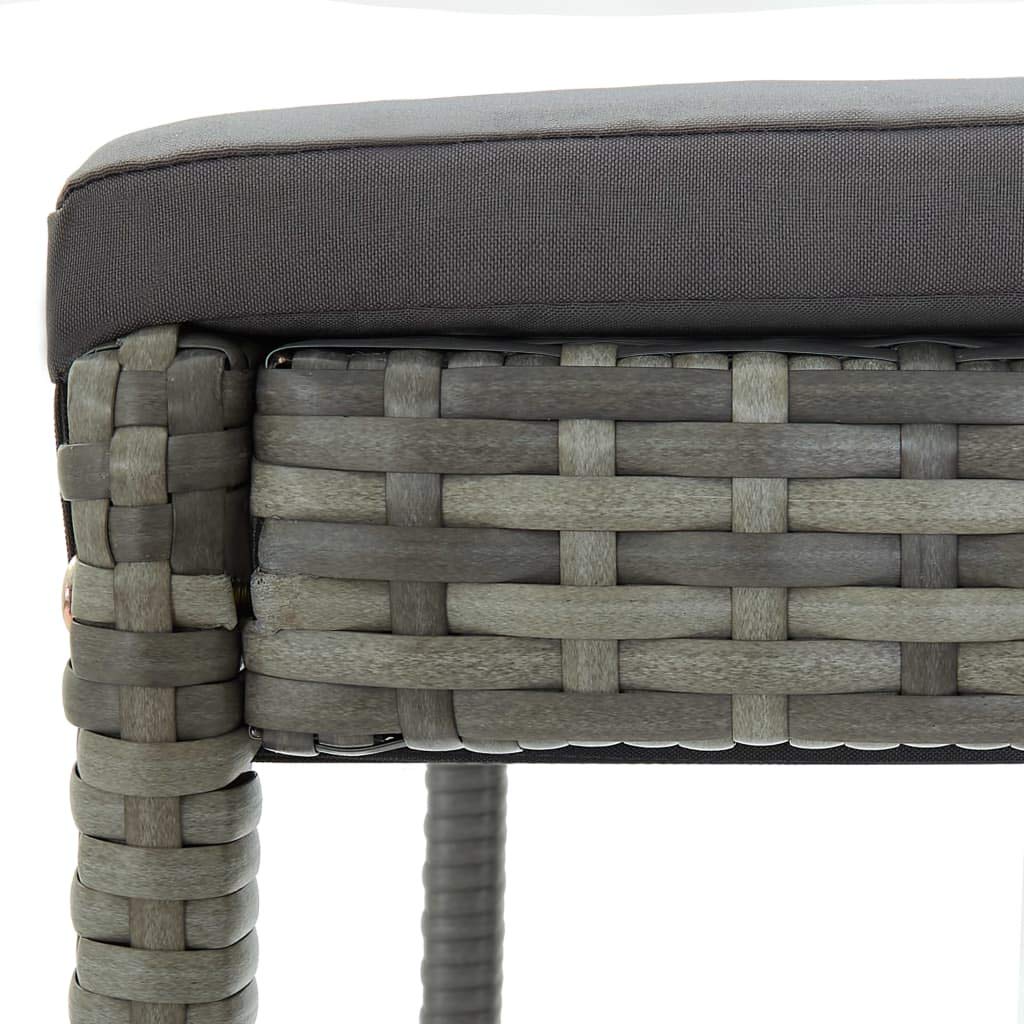 vidaXL Taburetes Altos de jardín Cojines 4 uds ratán sintético Gris