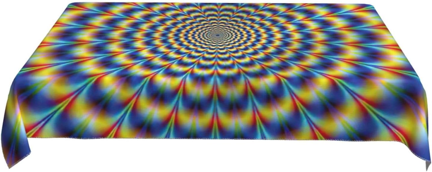 Stylish Rectangular Washable Spiral Optical Illusion GIF Print Tablecloth for Kitchen Wedding Party Dining Decorative