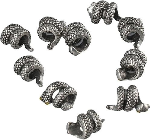20 cuentas de aleación con forma de serpiente vintage, cuentas con forma de serpiente para hallazgos de joyería, pulsera, collar, bricolaje, 2
