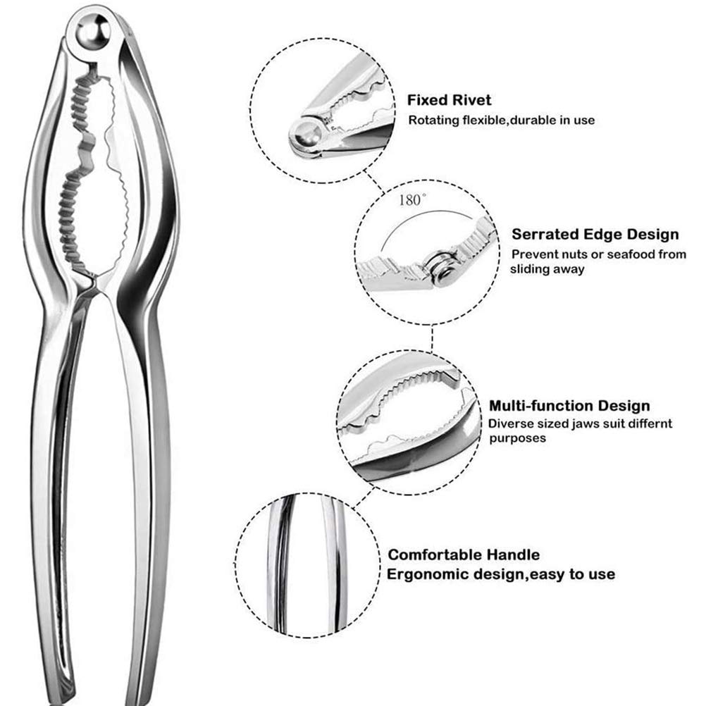 Wakects 9 Utensili per Frutti di Mare, Set di Forchette per Sgusciare Granchio con Manico Ergonomico per Feste in, Ristorante, Apri Gambe per Crostacei in Acciaio Inossidabile (Argento m)