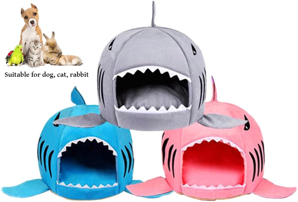 XIAOYU Fashion Shark Pet Bed Creative Cat Mat for Small Animal Cat and Doggy Sleeping Playing Resting Bed, Grey, M