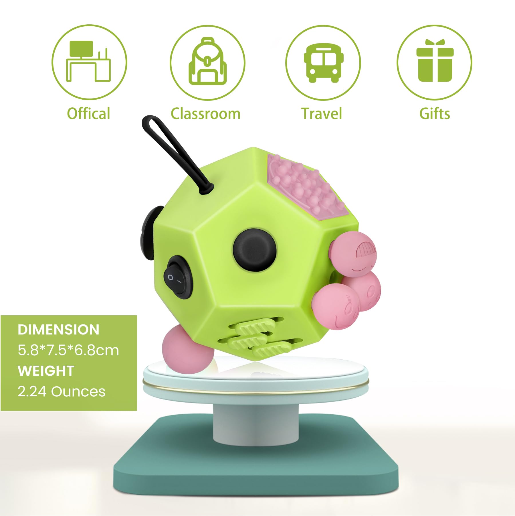 VCOSTORE Fidget Cube with 12 Sides - Original Cubo Antiestres Adultos Dado Antiestres Fidget Cube Toy for All Ages with ADHD, Add, ASD, ADHD — view 5