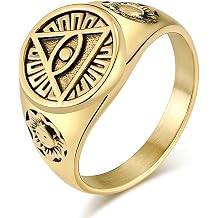Stainless Steel All Seeing Eye of God Ring Vintage The Eye of Horus Signet Rings for Men Women