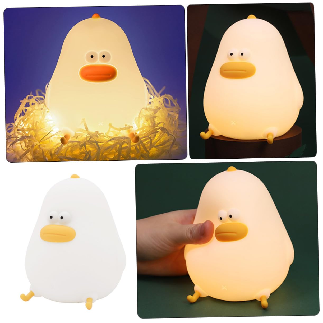 Lámpara de Silicona para Ñiño Luz Nocturna Cálida y USB Recargable Diseño Pollito Tamaño Pequeño Luz de Guardería para Dormitorio Infantil Adecuado para Bebés y Regulable