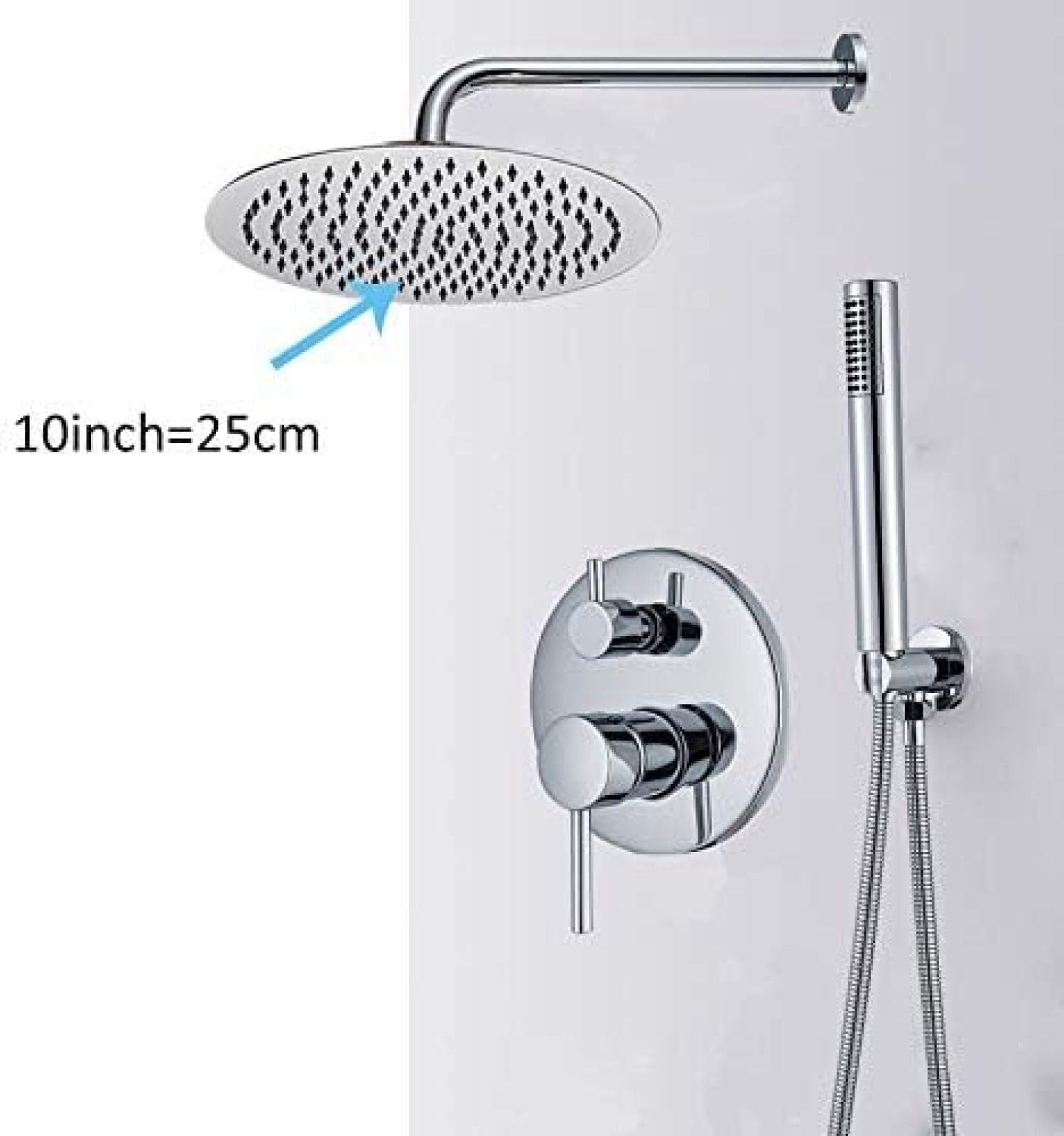 Chromowany okrągły styl zestaw baterii prysznicowej ukryty system prysznicowy z opadami deszczu wanna prysznic ciepła zimna woda bateria mieszająca kran - zestaw 40 cm, zestaw 20 cm, zestaw 25 cm