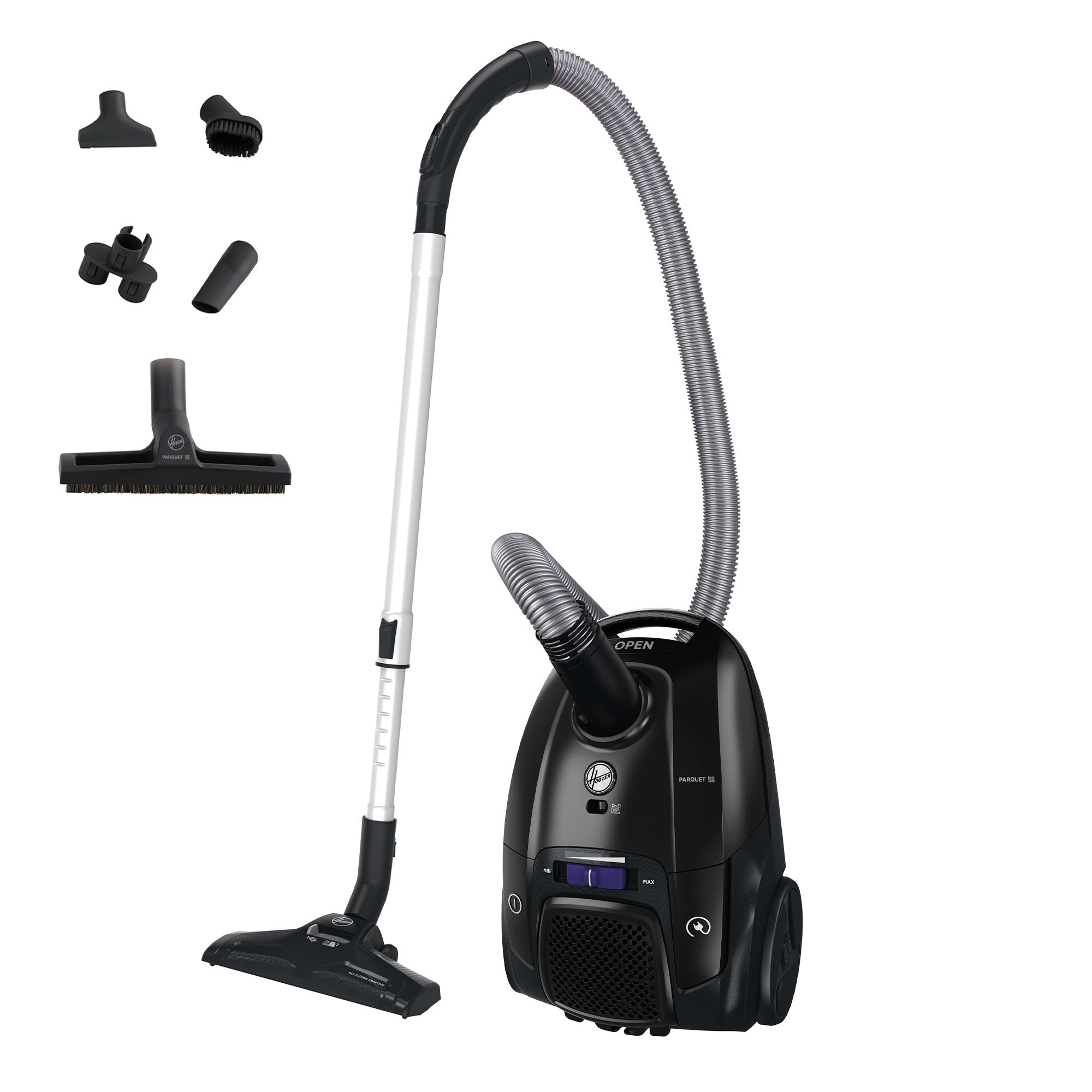 Hoover Telios – Aspirador con Bolsa: Compacto, silencioso (69 dBA), Bolsa de 3,5L, con Cable, Boquilla para parquet, Accesorios Integrados, Radio de acción de 9,6 m, Filtro EPA12 [TXLZ72HM]