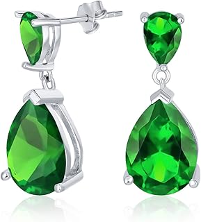 Classic Bridal Simple Cubic Zirconia Teardrop AAA CZ Dangle Drop Earrings For Women Prom 14K Gold Plated .925 Sterling Silver 6 12MM