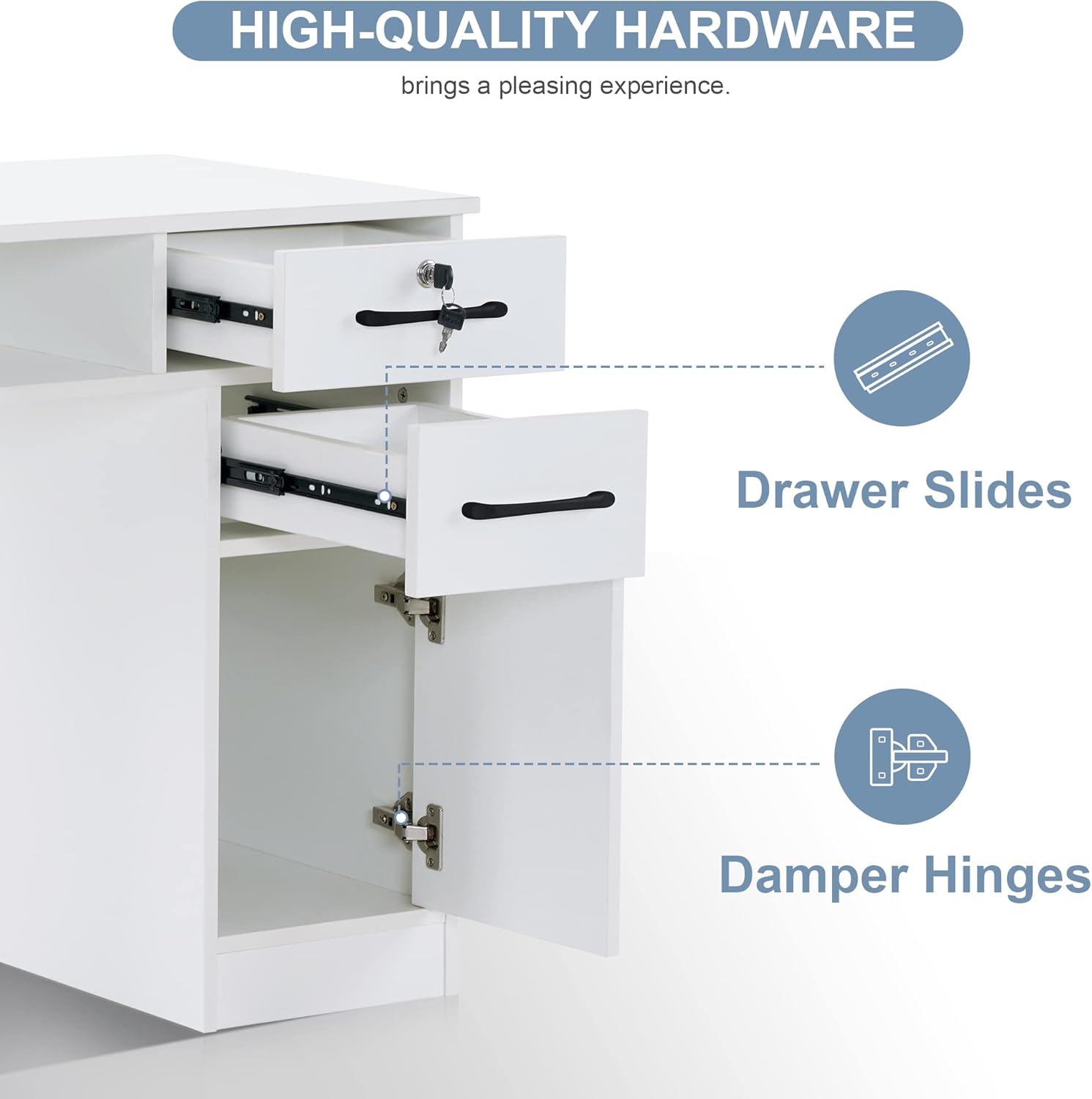 BarberPub Nail Makeup Desk with Drawers Manicure Table Cabinet Storage Beauty Salon Home Office Workstation 2844 (White)