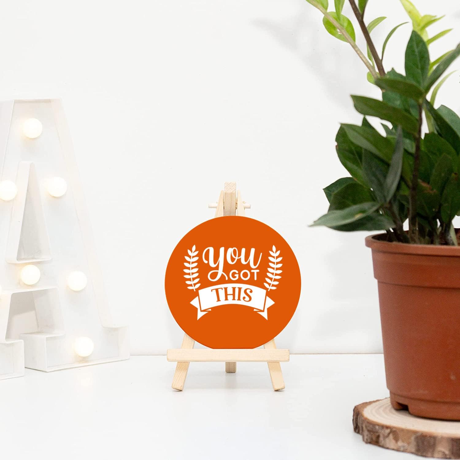 Wooden Easel Stand with Motivational Quote You Got This for Office/Desk Decor/Home Decoration/Table Decor