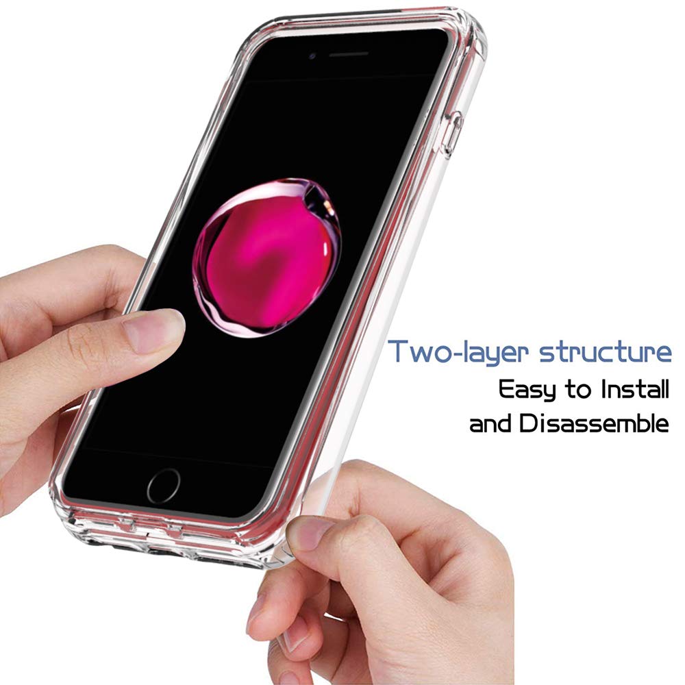 LABILUS - Custodia per iPhone 8 Plus, iPhone 7 Plus, 360° a tutto corpo, resistente e in cristallo, con pellicola protettiva per lo schermo per iPhone 8 Plus/7 Plus, trasparente