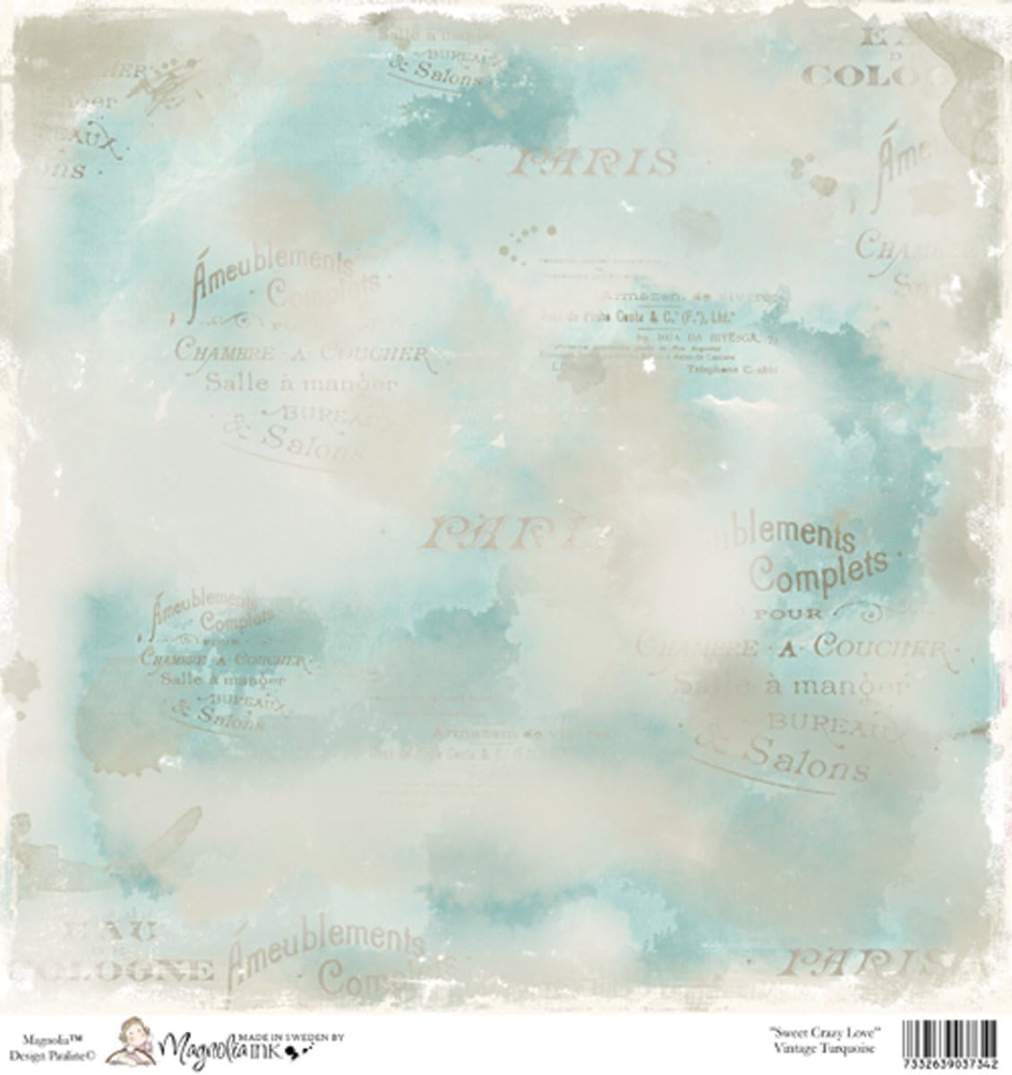 Magnolia Sweet Crazy Love Heavyweight Cardstock 12"X12"-Vintage Turquoise 25 per Pack