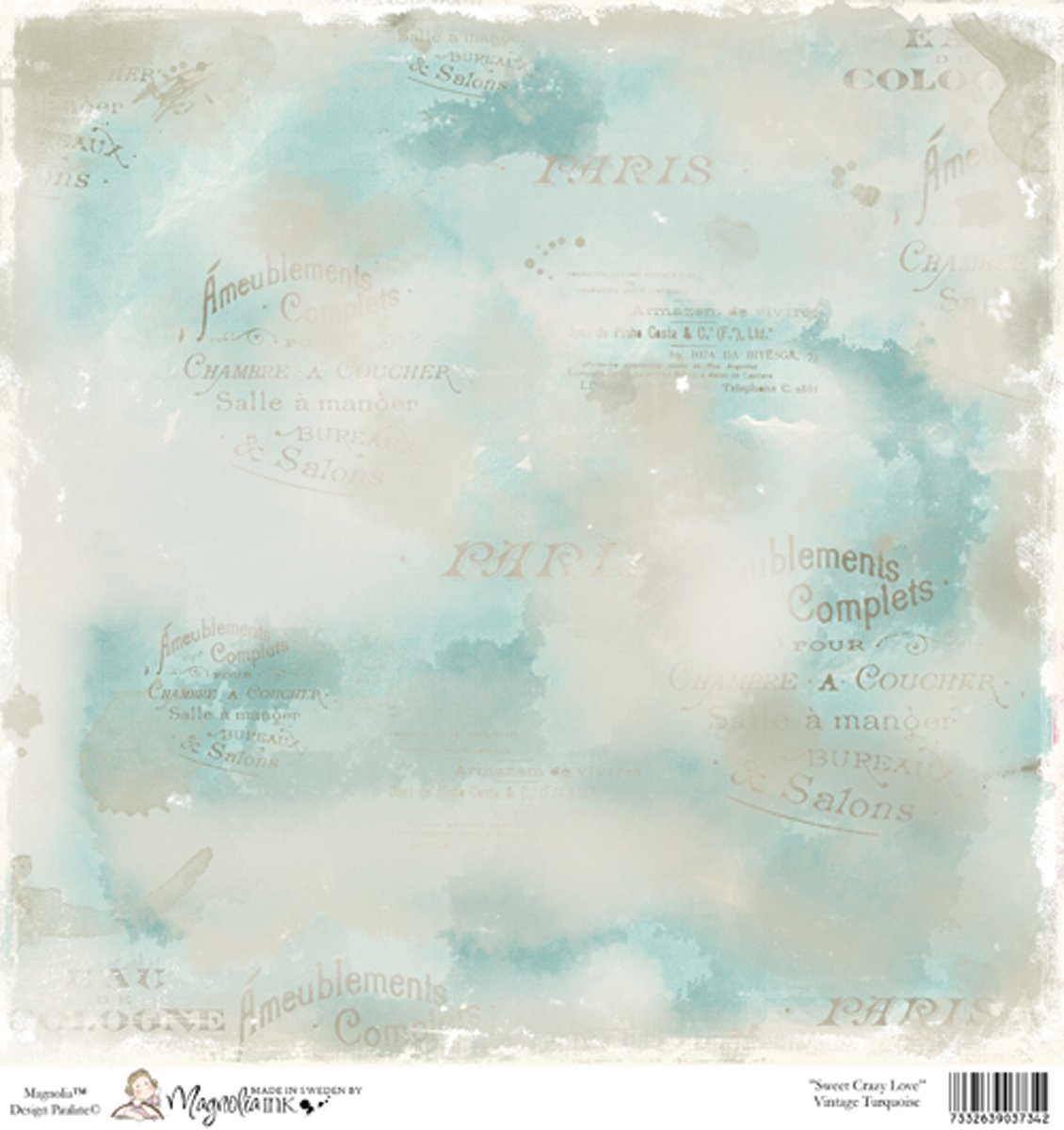 Magnolia Sweet Crazy Love Heavyweight Cardstock 12"X12"-Vintage Turquoise 25 per Pack