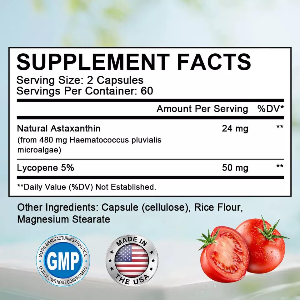 Astaxanthine puissant antioxydant soutien 24mg soutien santé cardiovasculaire
