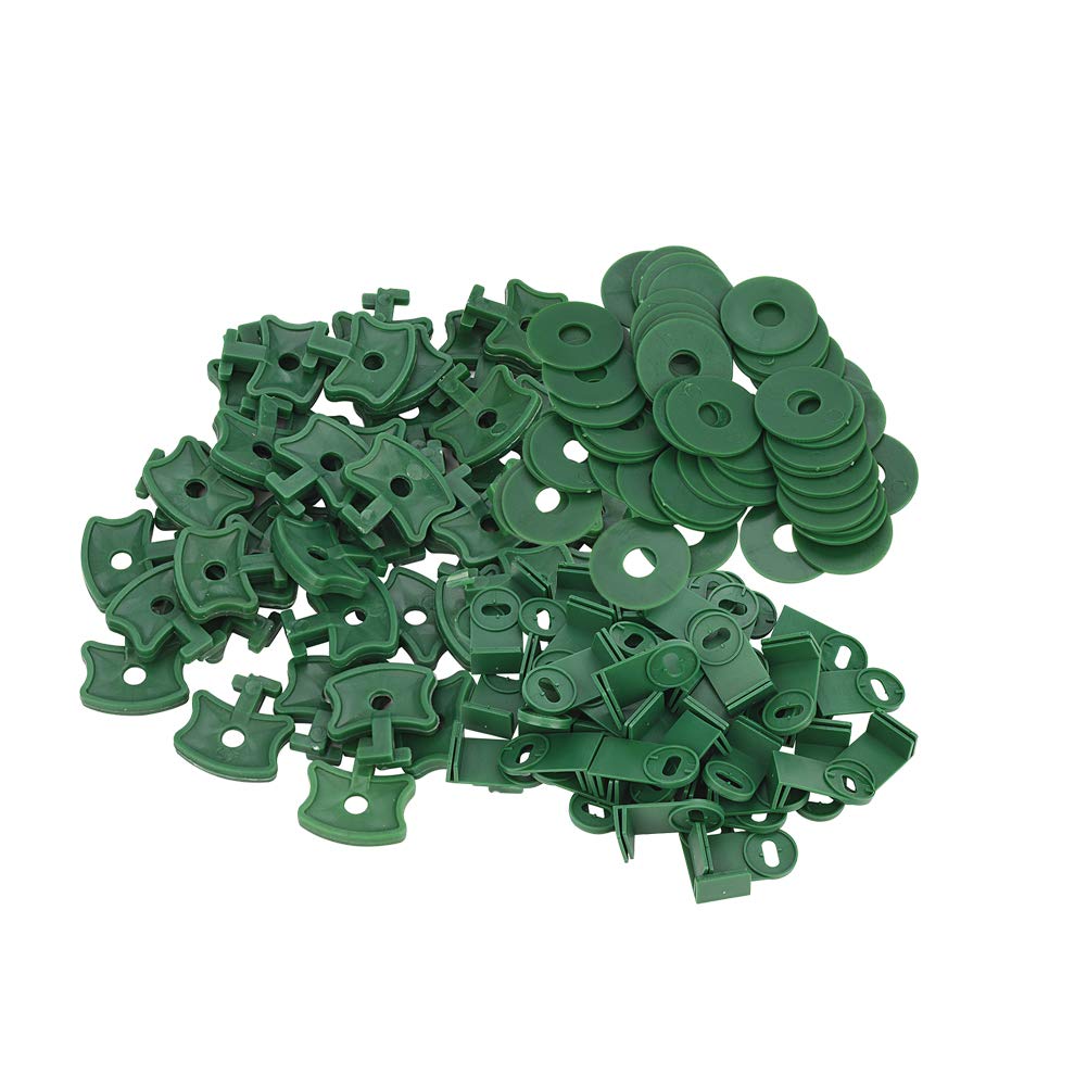 Sanmum Green 50Pcs Clips+50Pcs Washer+50Pcs L Extenders Plastic Greenhouse Twist Clips, Shading Fixing Clips, Washers For Aluminium Greenhouse Insulation Bubble Netting Shading Fixing Fastener Kit (Green 50Pcs Clips+50Pcs Washer+50Pcs L Extenders)