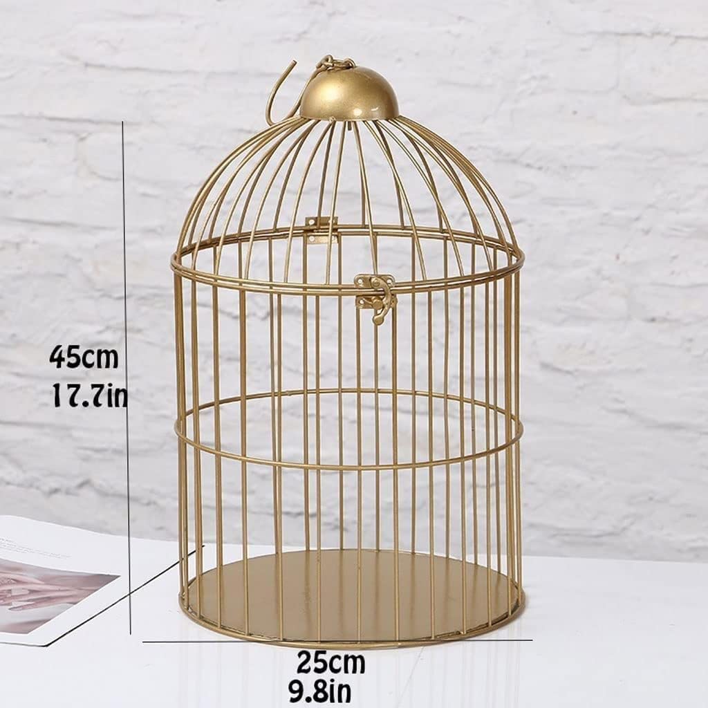 Jaula Redonda De Metal Colgante para Pájaros, Transportín Pequeño para Loros, Jaula Decorativa Vintage para Interiores Y Exteriores, Hogar, Jardín, Boda, Diseño M 25x25x45