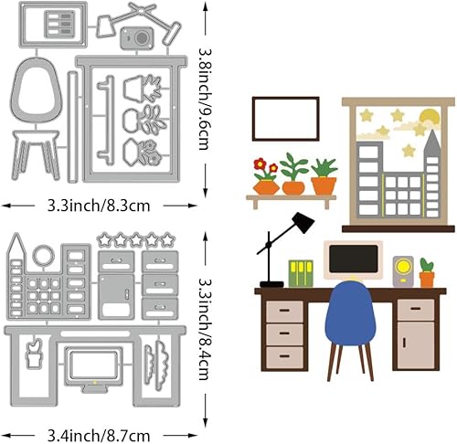 Miniatura 9 de BENECREAT 2 piezas de troqueles de metal para muebles de sofá, cortina de ventana, luces verdes, plantillas de decoración del hogar, plantillas para