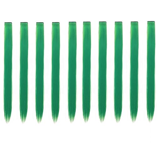 Miniatura 10 de Pinzas de extensión de cabello, 13 piezas en 13 colores mezclados, 20 pulgadas, pelo lacio de fibra sintética para fiesta