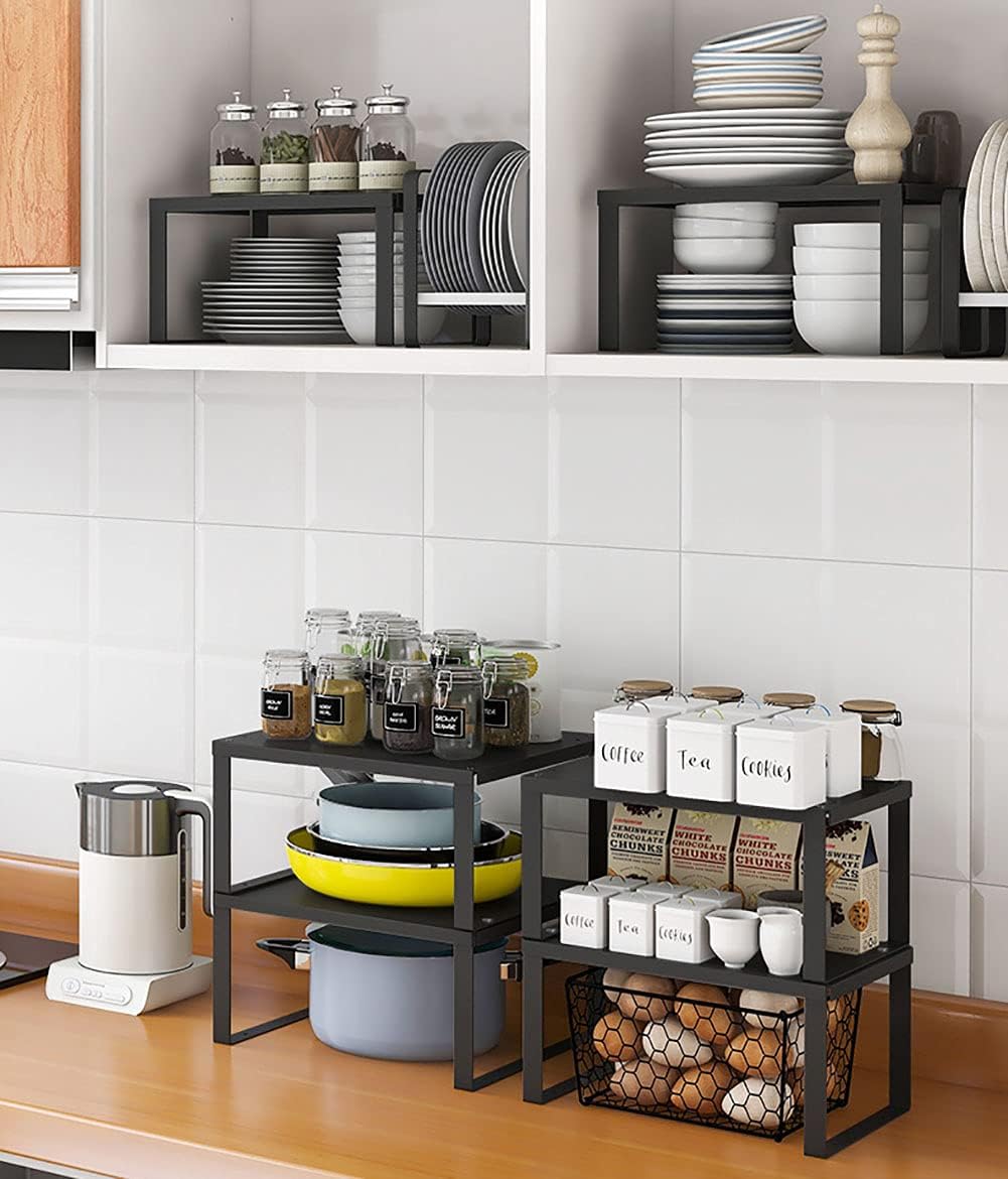 YunNasi Cupboard Shelf Stackable in Stainless Steel Kitchen Shelf