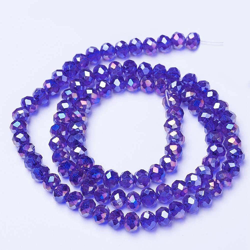 Cheriswelry 10 Strands Faceted Rondelle Glass Beads 6mm Transparent AB Color Plated Abacus Spacers Beads for Jewellery Bracelet Necklace Making Blue - Image 2