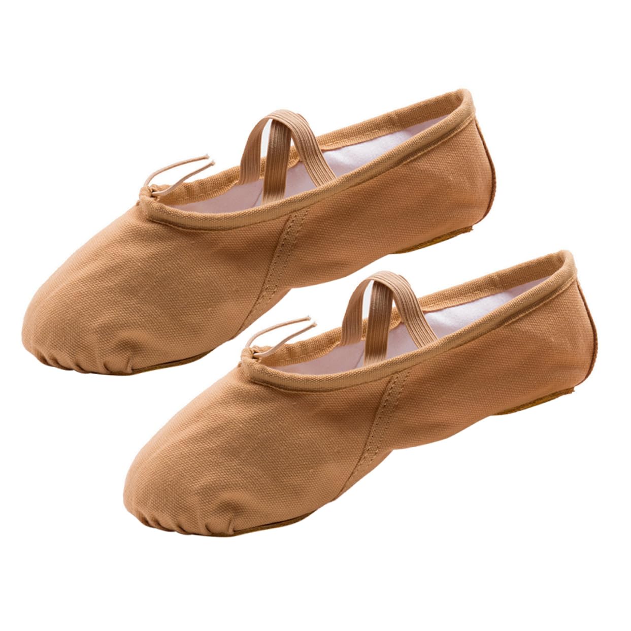 GLEAVI 1 Pair Ballet Pilates Shoes Stretch Canvas Ballet Slippers Ballet Practice Shoes Flats Canvas Dance Shoes Non Slip Dancing Shoes Ballet Shoes Yoga Belly Dancing Shoes Girl Child Brown
