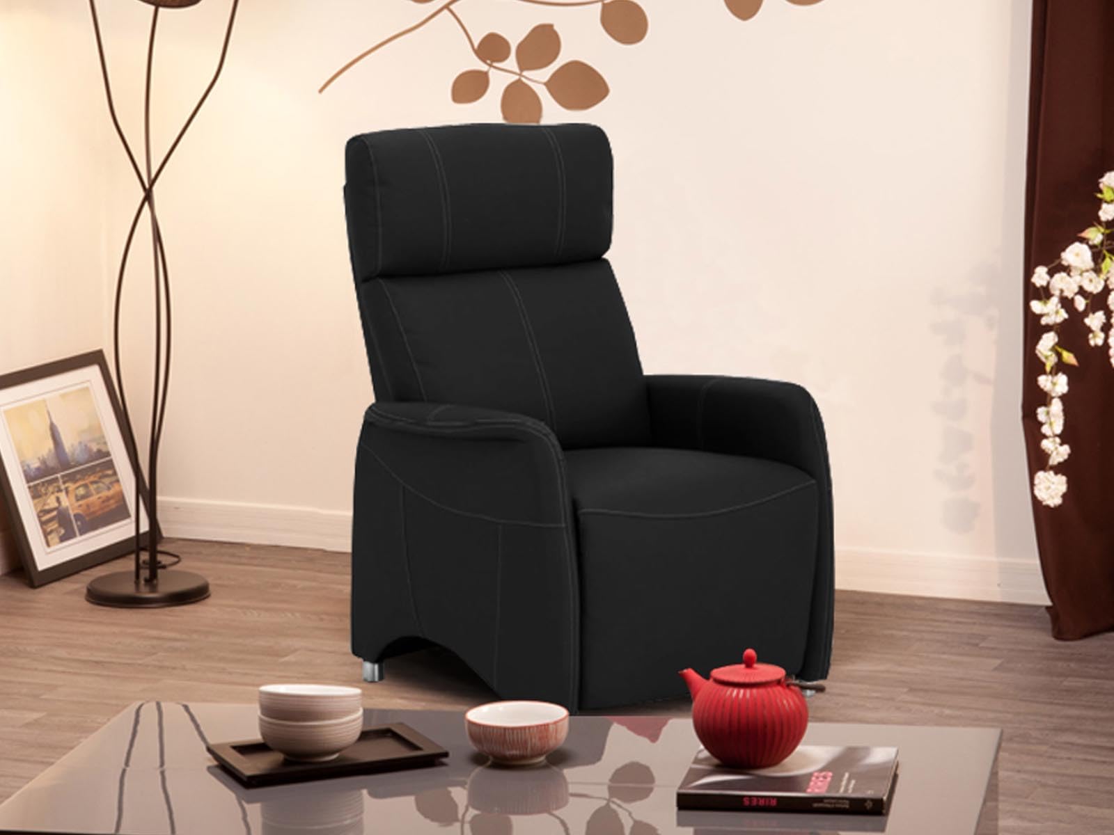Fauteuil relax Scotland noir à dossier ergonomique réglable