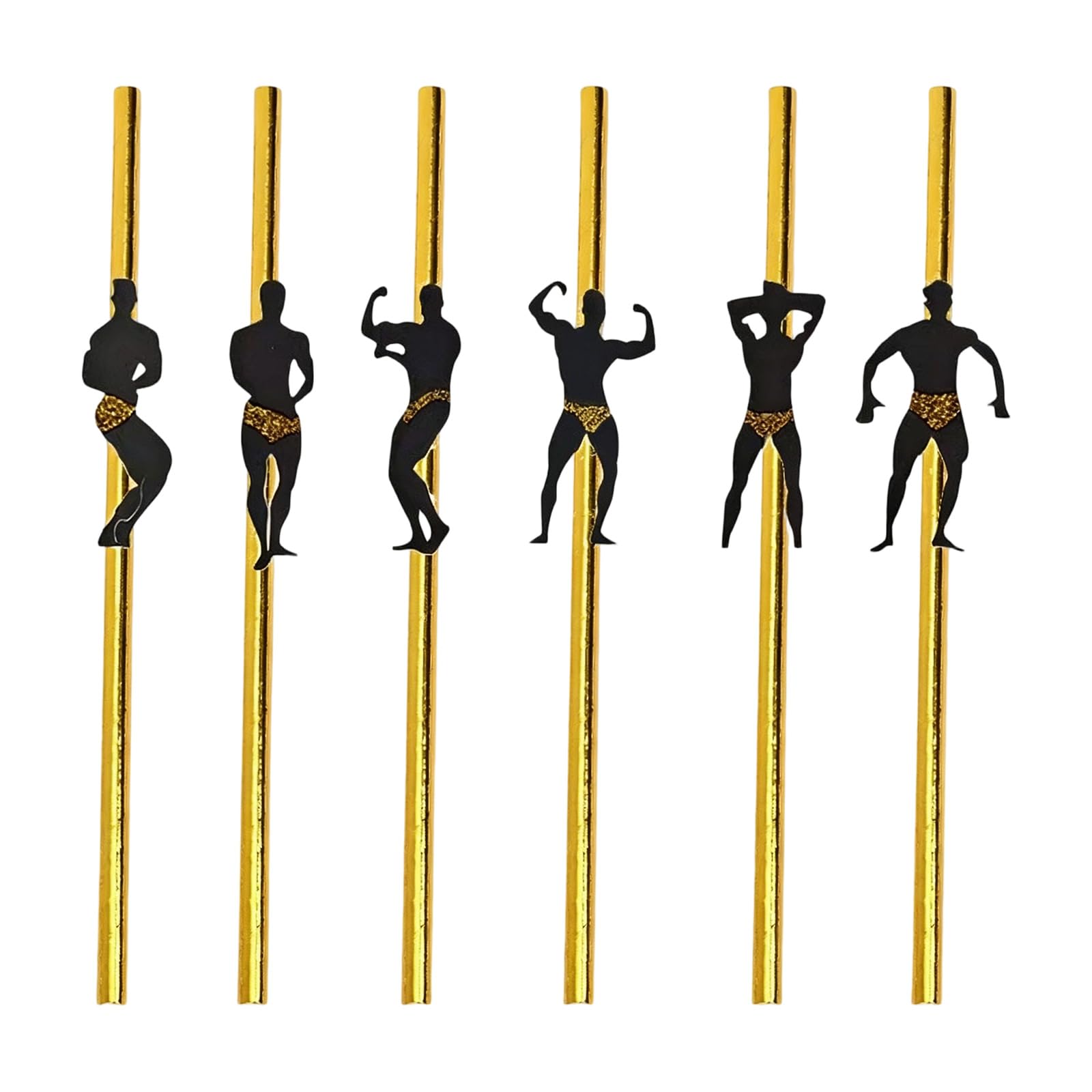 Shntig A Bodybuilder Party Straws 6 Piece Paper Drink Decoration Set With Figure Cutout Ccents For Cocktail Party Tables Bodybuilder Straws Paper Drink Decoration Figure Cocktail Mocktail Cup Decor Novelty