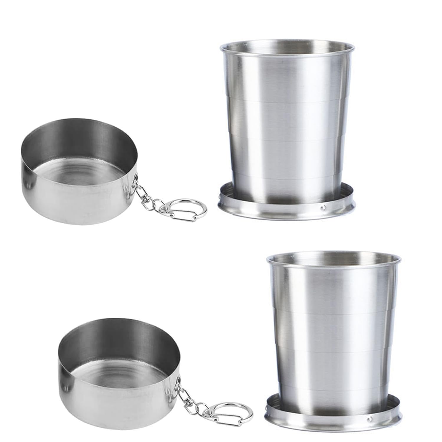 Tinkber 2 Pcs Stainless Steel Collapsible Folding Cup, Folding Travel Mug, Portable Travel Mug, Reusable Camping Cup
