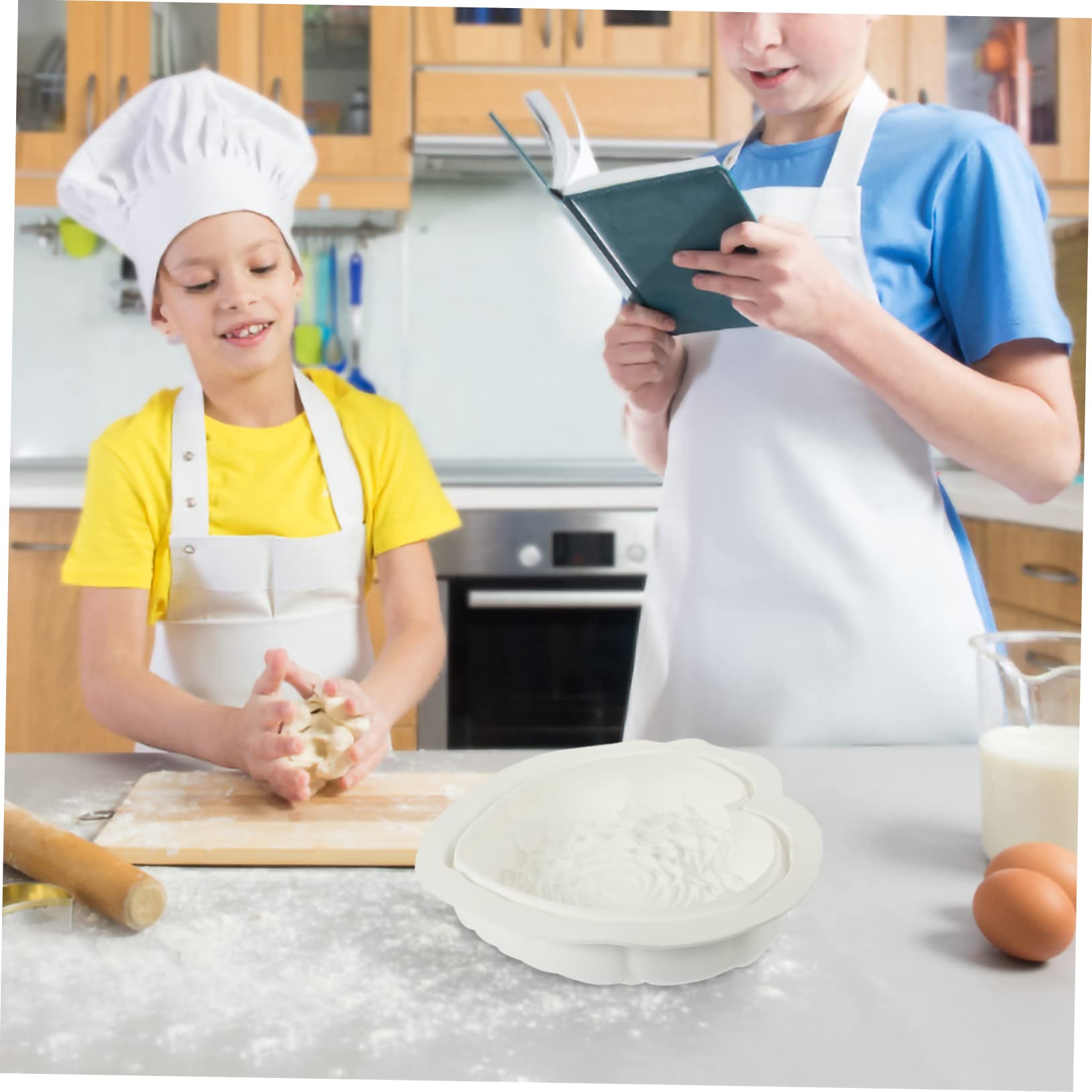 Ciieeo 4 Pièces Moule à gâteau coeur moule gateau coeur patisserie accessoire moule à glaçons plaque tournante cœur coeur moules silicone moules en silicone pour la cuisson Gel de silice