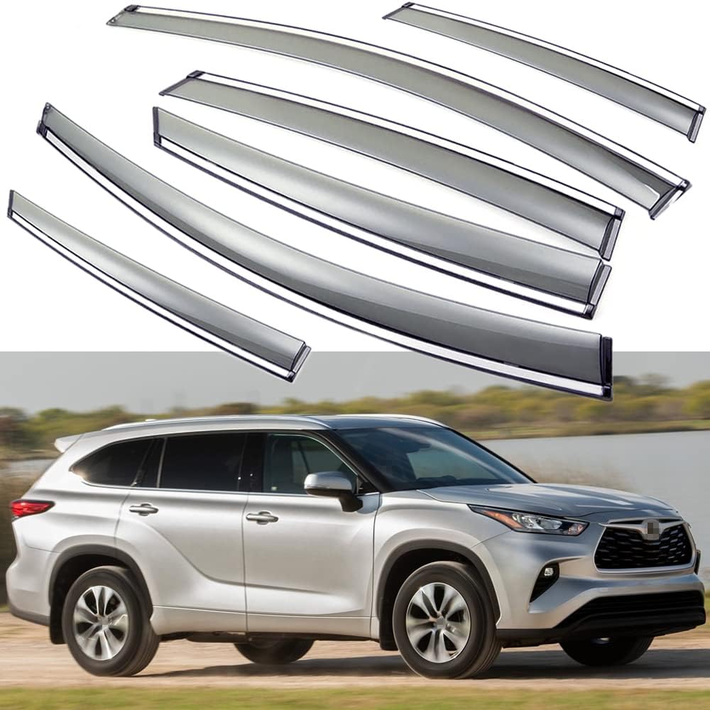 SPEEDLONG Car Window Visor Vent Shade Wind Deflector Sun Rain Guard Set of 6 Pieces
